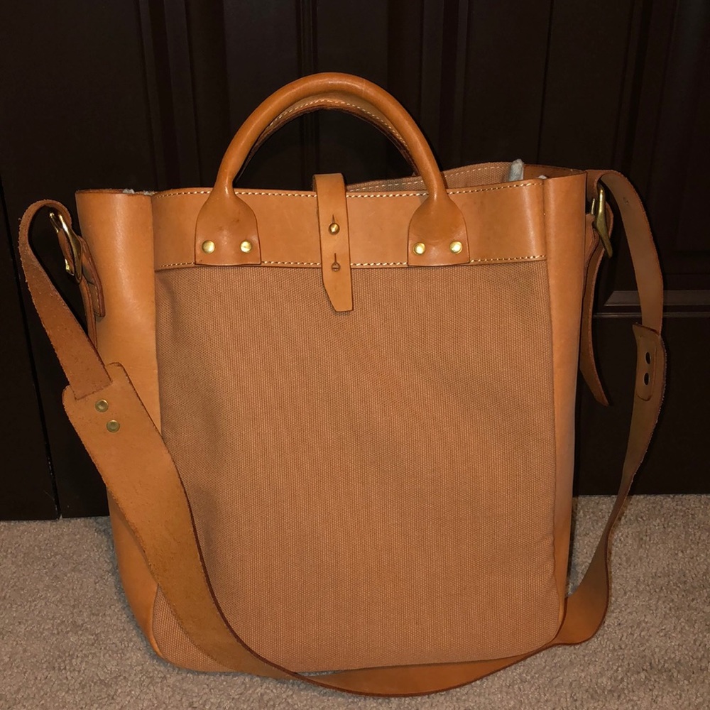 Artemis Leatherware Tan Leather & Canvas Bag